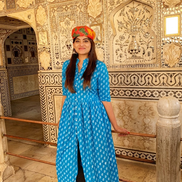 Blue ankle length kurta - Picture 2 of 3
